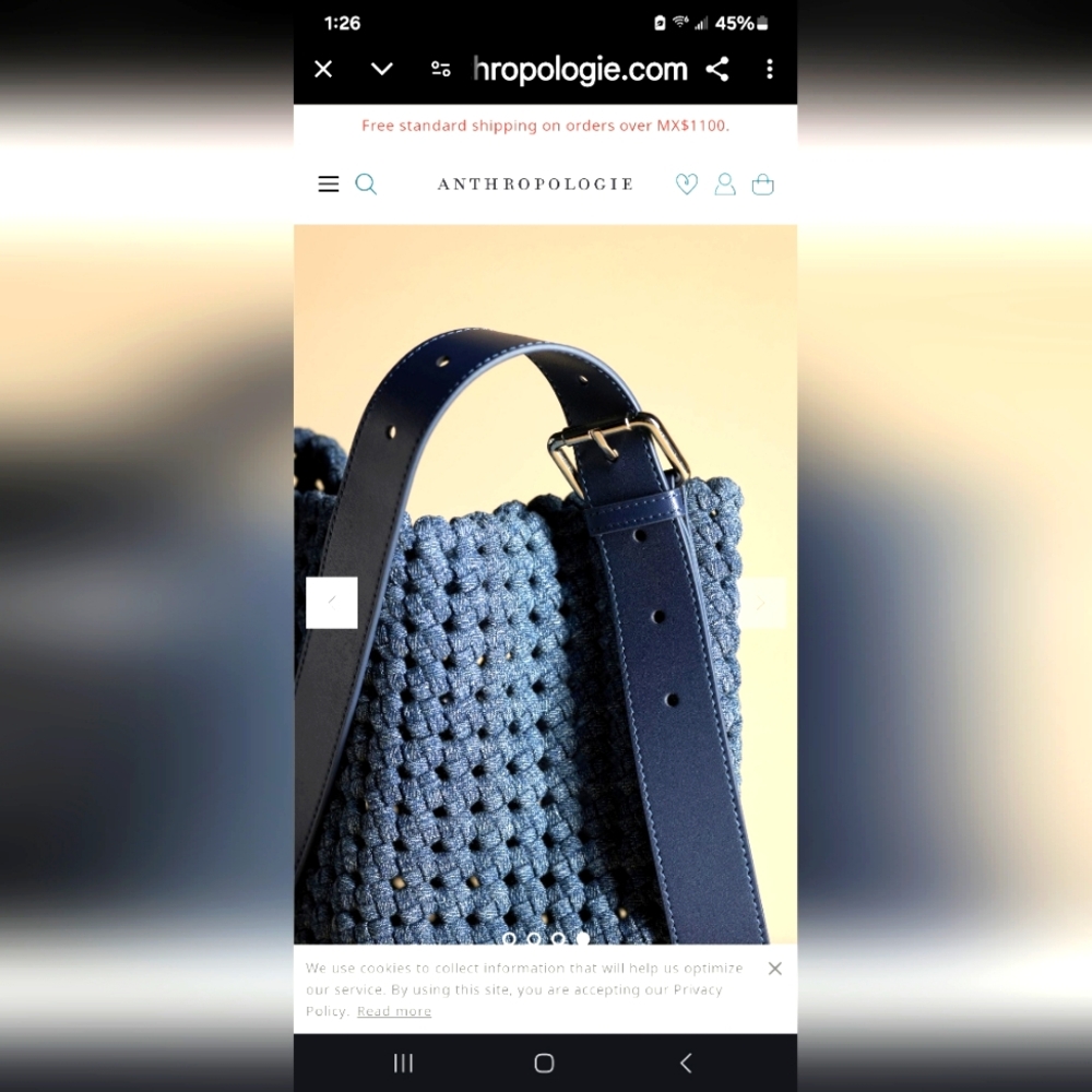 Anthropologie Navy Woven Crossbody Bag